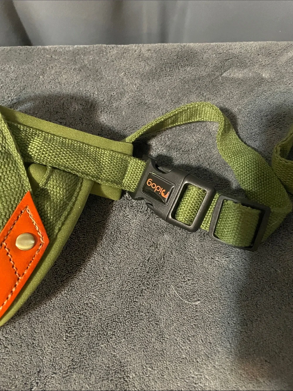 Olive Green & Orange Dog Harness and Leash Set